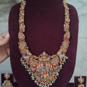 Premium Bridal Temple Jewellery Necklace Set (Necklace + Earrings)