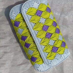 Handcrafted Floral Chevron Clutch Bag