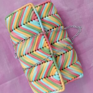 Pastel Rainbow Woven Sling Bag