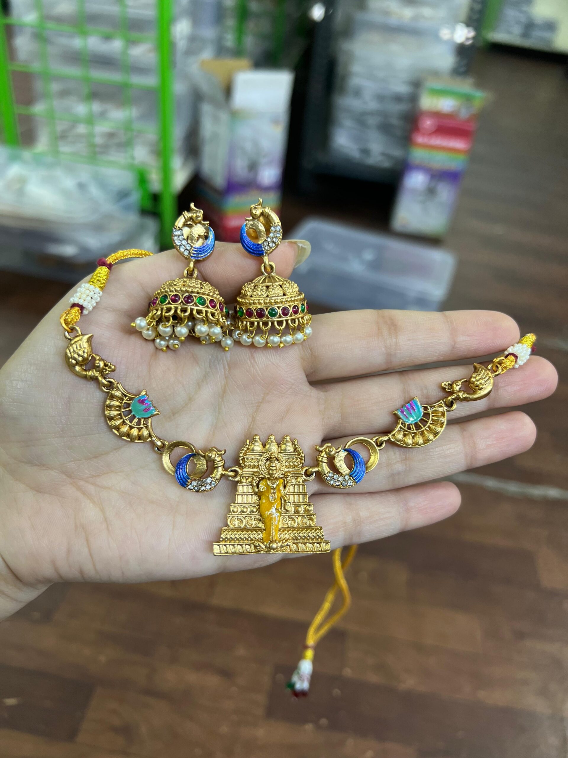 Sri Venkateswara Temple Peacock Choker Set.