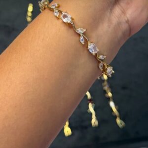 Dhivyam Ruby & Emerald Leaf Anti-Tarnish Bracelet