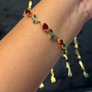 Red & Green Stone Anti-Tarnish Bracelet